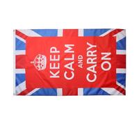 AZ FLAG - Drapeau Keep Calm and Carry On - 90x60 cm - Drapeau Anglais - Royaume-Uni - Uk 100% Polyester Avec Oeillets Métalliques Intégrés - Pavillon 50 g