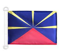 AZ FLAG - Drapeau La Réunion - 45x30 cm - Pavillon Nautique Réunionais - France Spécial Bateau Et Extérieur En Maille Bloquée Avec Anneaux Plastiques Intégrés - 30g
