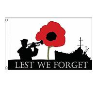 AZ FLAG Drapeau Lest We Forget Armée marine navy 150x90 cm 2 Œillets | Usage intérieur et extérieur Drapeau décoratif du jour du souvenir coutures doubles et bords renforcés polyester 100D