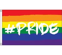 AZ FLAG - Drapeau LGBT Arc-En-Ciel Hastag Pride - 150x90 cm - Drapeau Gay 100% Polyester Avec Oeillets Métalliques Intégrés - Pavillon 110 g