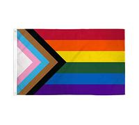 AZ FLAG - Drapeau LGBT Arc-En-Ciel Inclusion Progression - 150x90 cm - Drapeau Fierté Lgbt - Rainbow 100% Polyester Avec Oeillets Métalliques Intégrés - Pavillon 110 g
