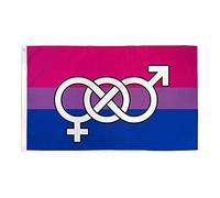 AZ FLAG - Drapeau LGBT Bisexuel avec symboles - 150x90 cm - Drapeau Fierté Bisexuelle 100% Polyester Avec Oeillets Métalliques Intégrés - Pavillon 110 g