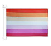 AZ FLAG - Drapeau LGBT Fierté lesbienne Soleil Levant - 45x30 cm - Pavillon Nautique Lesbien Sunset Spécial Bateau Et Extérieur En Maille Bloquée Avec Anneaux Plastiques Intégrés - 30g