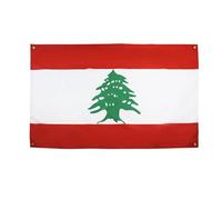 AZ FLAG Drapeau Liban 150x90 cm avec 4 oeillets, Pavillon Libanais pour balcon ou mur