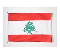 AZ FLAG - Drapeau Liban Spécial Extérieur - 90x60 cm - Pavillon Nautique Libanais En Maille Bloquée Avec Anneaux Plastiques Intégrés - 80g