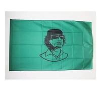 AZ FLAG - Drapeau Libye avec Khadafi - 150x90 cm - Drapeau Libyen Ancien 100% Polyester Avec Fourreau et cordelette - Pavillon 110 g