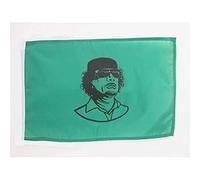 AZ FLAG - Drapeau Libye avec Khadafi - 45x30 cm - Pavillon Libyen Ancien 100% Polyester Avec Deux Cordelettes - 20g