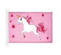 AZ FLAG - Drapeau Licorne rose - 45x30 cm - Pavillon Nautique Unicorne Spécial Bateau Et Extérieur En Maille Bloquée Avec Anneaux Plastiques Intégrés - 30g
