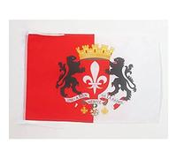 AZ FLAG - Drapeau Lille avec armes - 45x30 cm - Pavillon Lillois Avec Armoiries 100% Polyester Avec Deux Cordelettes - 20g