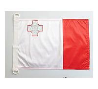 AZ FLAG - Drapeau Malte - 45x30 cm - Pavillon Nautique Maltais Spécial Bateau Et Extérieur En Maille Bloquée Avec Anneaux Plastiques Intégrés - 30g