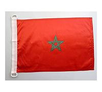 AZ FLAG - Drapeau Maroc - 45x30 cm - Pavillon Nautique Marocain Spécial Bateau Et Extérieur En Maille Bloquée Avec Anneaux Plastiques Intégrés - 30g