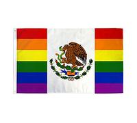 AZ FLAG - Drapeau Mexique Arc-en-Ciel - 150x90 cm - Drapeau Mexicain Gay 100% Polyester Avec Oeillets Métalliques Intégrés - Pavillon 110 g