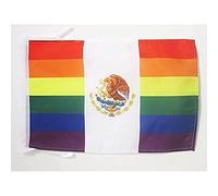 AZ FLAG - Drapeau Mexique Arc-en-Ciel - 45x30 cm - Pavillon Mexicain Gay 100% Polyester Avec Deux Cordelettes - 20g