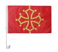 AZ FLAG - Drapeau Midi-Pyrénées - Occitanie Pour Décoration Voiture Avec Attaches En PVC Et Système d'Accroche - Car Flag Occitan - France - 100% Polyester - 50g - 45x30 cm