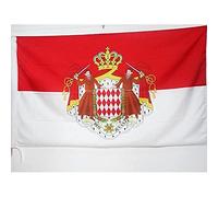AZ FLAG - Drapeau Monaco avec armes - 150x90 cm - Drapeau Monégasque Armoiries - Ecusson 100% Polyester Avec Fourreau et cordelette - Pavillon 110 g