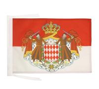 AZ FLAG - Drapeau Monaco avec armes - 45x30 cm - Pavillon Monégasque Armoiries - Ecusson 100% Polyester Avec Deux Cordelettes - 20g