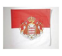 AZ FLAG - Drapeau Monaco avec armes - 90x90 cm - Drapeau Monégasque Armoiries - Ecusson 100% Polyester Avec Fourreau et Cordelette - Pavillon 80 g
