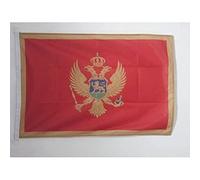 AZ FLAG - Drapeau Monténégro Spécial Extérieur - 90x60 cm - Pavillon Nautique Monténégrin En Maille Bloquée Avec Anneaux Plastiques Intégrés - 80g