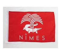 AZ FLAG - Drapeau Nîmes - 45x30 cm - Pavillon Crocodile Nîmois 100% Polyester avec Deux Cordelettes - 20g