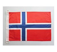 AZ FLAG - Drapeau Norvège - 45x30 cm - Pavillon Nautique Norvégien Spécial Bateau Et Extérieur en Maille Bloquée avec Anneaux Plastiques Intégrés - 30g