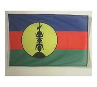 AZ FLAG - Drapeau Nouvelle Calédonie Spécial Extérieur - 90x60 cm - Pavillon Nautique Kanak En Maille Bloquée Avec Anneaux Plastiques Intégrés - 80g