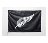 AZ FLAG - Drapeau Nouvelle-Zélande All Black Spécial Extérieur - 90x60 cm - Pavillon Nautique Néo-Zélandais - Rugby En Maille Bloquée Avec Anneaux Plastiques Intégrés - 80g