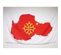 AZ FLAG - Drapeau Occitanie carte - 150x90 cm - Drapeau Occitan - France 100% Polyester Avec Fourreau et cordelette - Pavillon 110 g