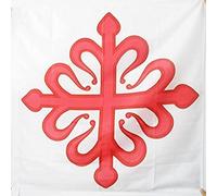AZ FLAG Drapeau Ordre de Calatrava 90x90 cm Polyester 100D Fourreau | Usage intérieur et extérieur Drapeau décoratif catholique espagnol coutures doubles et bords renforcés avec fourreau pour mât