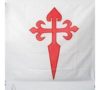 AZ FLAG Drapeau Ordre de Santiago 90x90 cm Polyester 100D Fourreau | Usage intérieur et extérieur Drapeau décoratif de l'Ordre de Saint-Jacques de l'Épée coutures doubles et bords renforcés