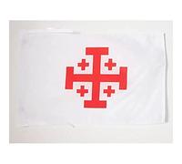 AZ FLAG Drapeau Ordre du Saint-Sépulcre de Jérusalem 45x30 cm Cordelettes | Usage intérieur et extérieur Drapeau décoratif chrétien coutures doubles et bords renforcés polyester 100D