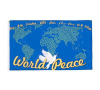 AZ FLAG Drapeau Paix dans le monde avec carte 90x60 cm 2 Œillets