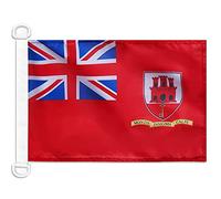 AZ FLAG - Drapeau Pavillon Civil Gibraltar - 45x30 cm - Pavillon Nautique Marchand Gibraltarien Spécial Bateau Et Extérieur En Maille Bloquée Avec Anneaux Plastiques Intégrés - 30g