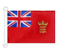 AZ FLAG - Drapeau Pavillon Civil Jersey - 45x30 cm - Pavillon Nautique Marchand Jersiais Spécial Bateau Et Extérieur En Maille Bloquée Avec Anneaux Plastiques Intégrés - 30g