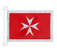 AZ FLAG - Drapeau Pavillon Civil Malte - 45x30 cm - Pavillon Nautique Marchand Maltais Spécial Bateau Et Extérieur En Maille Bloquée Avec Anneaux Plastiques Intégrés - 30g