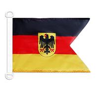 AZ FLAG - Drapeau Pavillon de guerre Allemagne - 45x30 cm - Pavillon Nautique Militaire Allemand Spécial Bateau Et Extérieur En Maille Bloquée Avec Anneaux Plastiques Intégrés - 30g