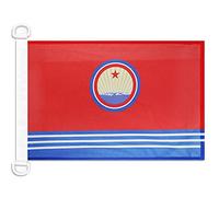 AZ FLAG - Drapeau Pavillon de guerre Corée du Nord - 45x30 cm - Pavillon Nautique Militaire Nord Coréen Spécial Bateau Et Extérieur En Maille Bloquée Avec Anneaux Plastiques Intégrés - 30g