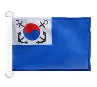 AZ FLAG - Drapeau Pavillon de guerre Corée du Sud - 45x30 cm - Pavillon Nautique Militaire Coréen Spécial Bateau Et Extérieur En Maille Bloquée Avec Anneaux Plastiques Intégrés - 30g