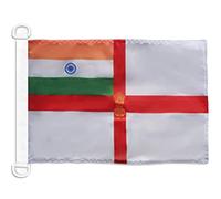 AZ FLAG - Drapeau Pavillon de guerre Inde - 45x30 cm - Pavillon Nautique Militaire Indien Spécial Bateau Et Extérieur En Maille Bloquée Avec Anneaux Plastiques Intégrés - 30g