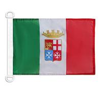AZ FLAG - Drapeau Pavillon de guerre Italie - 45x30 cm - Pavillon Nautique Militaire Italien Spécial Bateau Et Extérieur En Maille Bloquée Avec Anneaux Plastiques Intégrés - 30g