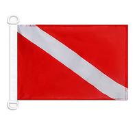 AZ FLAG - Drapeau Pavillon de plongée sous-Marine - 45x30 cm - Pavillon Nautique Pavillon Rouge Spécial Bateau Et Extérieur en Maille Bloquée avec Anneaux Plastiques Intégrés - 30g