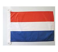 AZ FLAG - Drapeau Pays-Bas - 45x30 cm - Pavillon Nautique Hollandais - Néerlandais Spécial Bateau Et Extérieur En Maille Bloquée Avec Anneaux Plastiques Intégrés - 30g