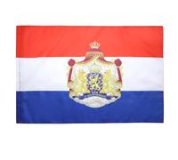 AZ FLAG Drapeau Pays-Bas avec armes 90x60 cm Polyester 100D Fourreau | Usage intérieur et extérieur Drapeau décoratif hollandais Nederland met wapen coutures doubles et bords renforcés