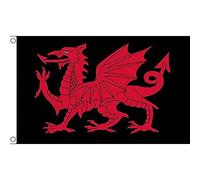 AZ FLAG - Drapeau Pays de Galles Dragon Noir - 90x60 cm - Drapeau Gallois 100% Polyester Avec Oeillets Métalliques Intégrés - Pavillon 50 g