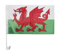 AZ FLAG - Drapeau Pays de Galles Pour Décoration Voiture Avec Attaches En PVC Et Système d'Accroche - Car Flag Gallois - 100% Polyester - 50g - 45x30 cm