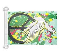 AZ FLAG - Drapeau Peace and Love graffiti - 45x30 cm - Pavillon Nautique Paix Avec Colombe Spécial Bateau Et Extérieur En Maille Bloquée Avec Anneaux Plastiques Intégrés - 30g