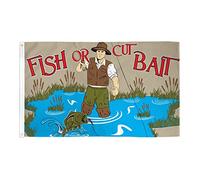 AZ FLAG - Drapeau Pécheur Fish or Cut bait - 150x90 cm - Drapeau De La Pêche 100% Polyester Avec Oeillets Métalliques Intégrés - Pavillon 110 g