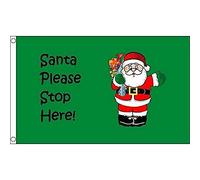 AZ FLAG - Drapeau Père Noël Arrête toi ici - 90x60 cm - Drapeau Santa Stop Here 100% Polyester Avec Oeillets Métalliques Intégrés - Pavillon 50 g