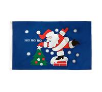 AZ FLAG Drapeau Père Noël Ho Ho Ho 150x90 cm Polyester 100D 2 Œillets | Usage intérieur et extérieur Drapeau décoratif Merry Christmas coutures doubles et bords renforcés avec œillets métalliques