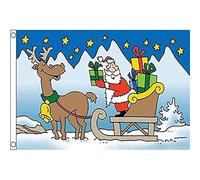 AZ FLAG - Drapeau Père Noël traineau avec renne - 150x90 cm - Drapeau Santa 100% Polyester Avec Oeillets Métalliques Intégrés - Pavillon 110 g