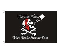 AZ FLAG - Drapeau Pirate avec Rhum - 150x90 cm - Polyester léger - Drapeau Time Flies When You Have Rum Avec Oeillets Métalliques Intégrés - 80g